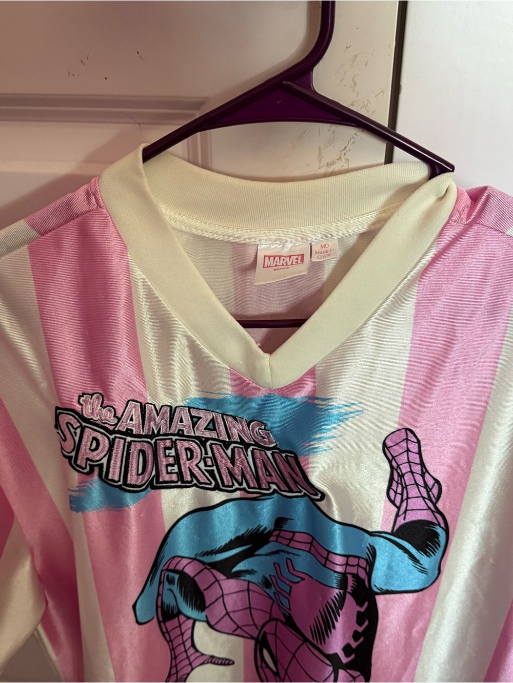 Marvel Pink, White and Blue The Amazing Spider-Man Short Sleeve Tee
